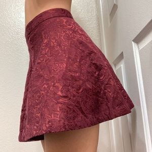 Maroon Embroider Detail Mini Skirt